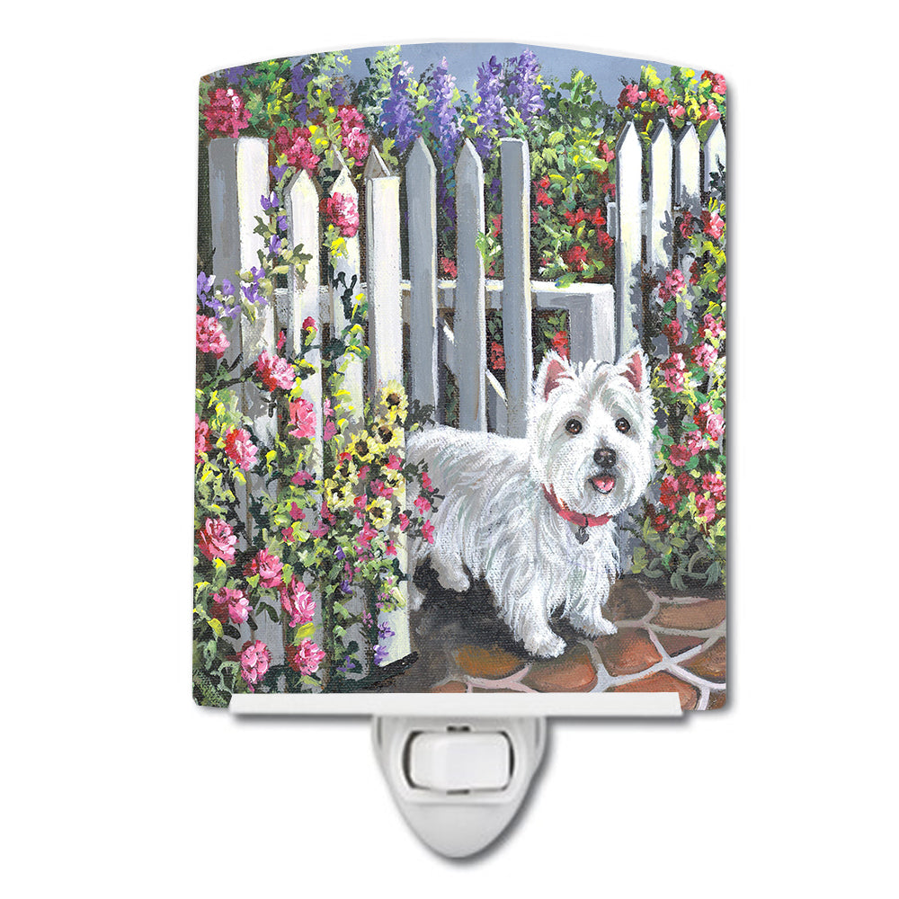 Westie At the Gate Ceramic Night Light PPP3199CNL - the-store.com