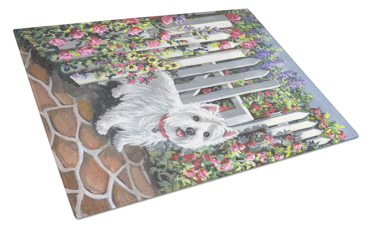 Westie At the Gate Glass Cutting Board Large PPP3199LCB by Caroline&#39;s Treasures