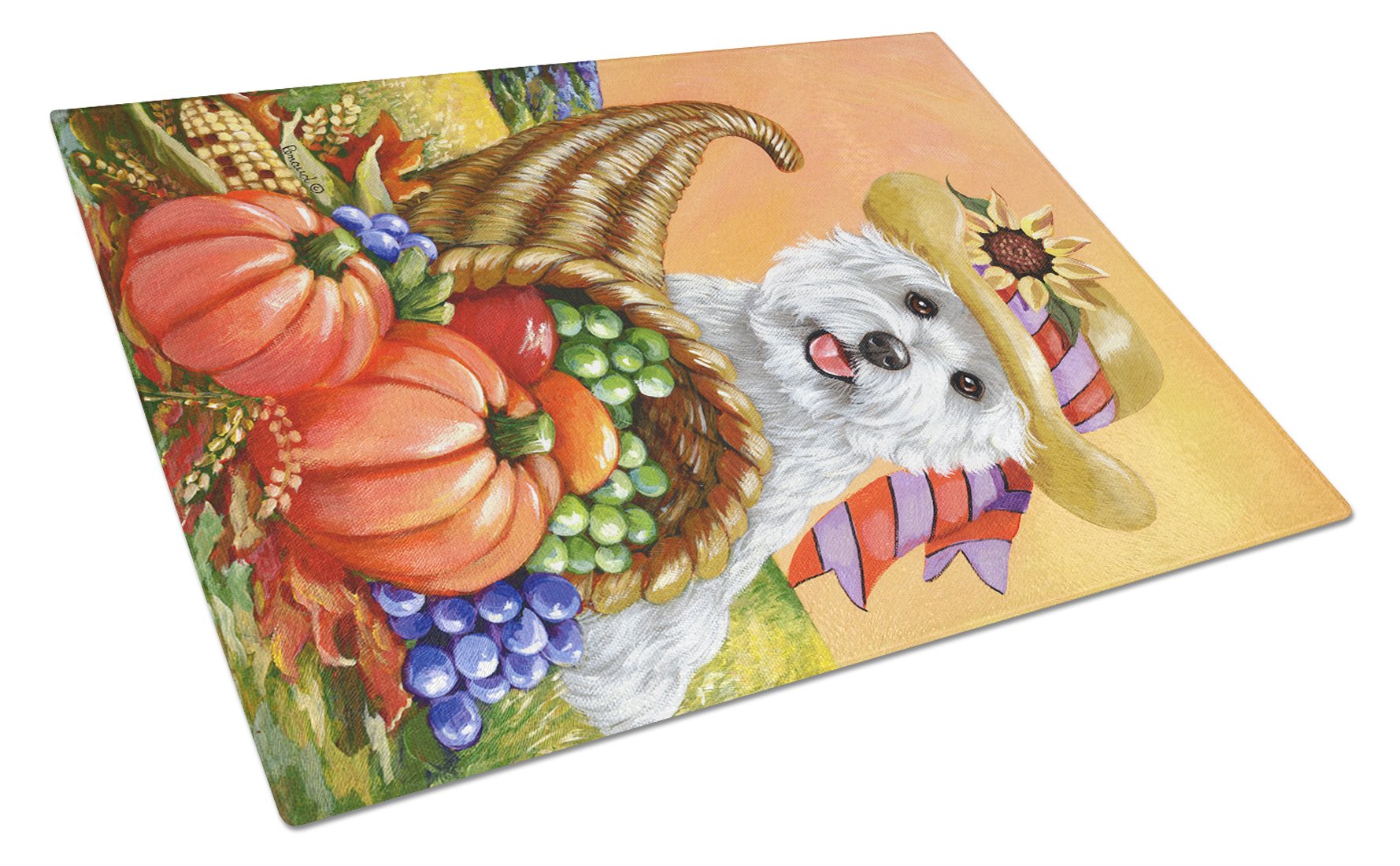 Westie Autumn Glass Cutting Board Large PPP3200LCB by Caroline's Treasures