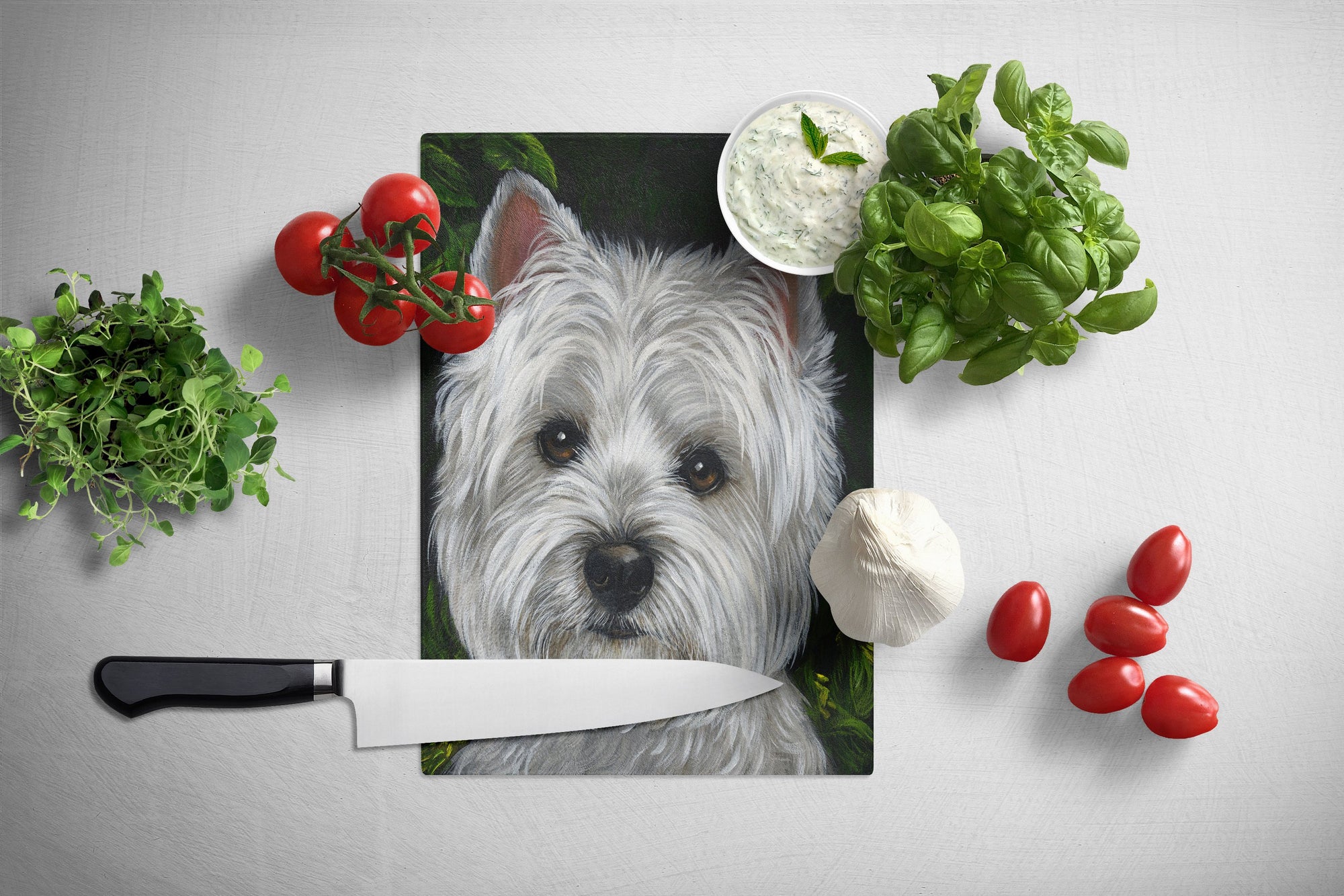Westie Baby Face Glass Cutting Board Large PPP3201LCB by Caroline's Treasures