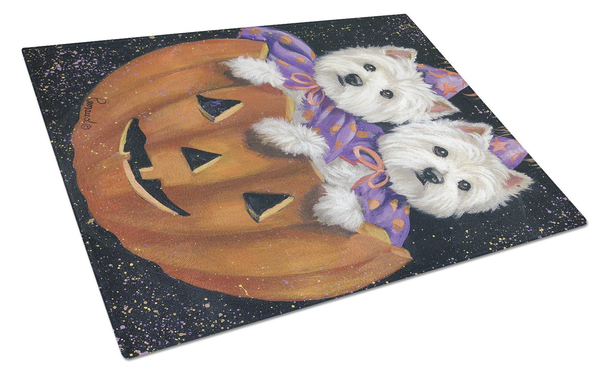 Westie Halloween Pumpkin Ride Glass Cutting Board Large PPP3205LCB by Caroline&#39;s Treasures