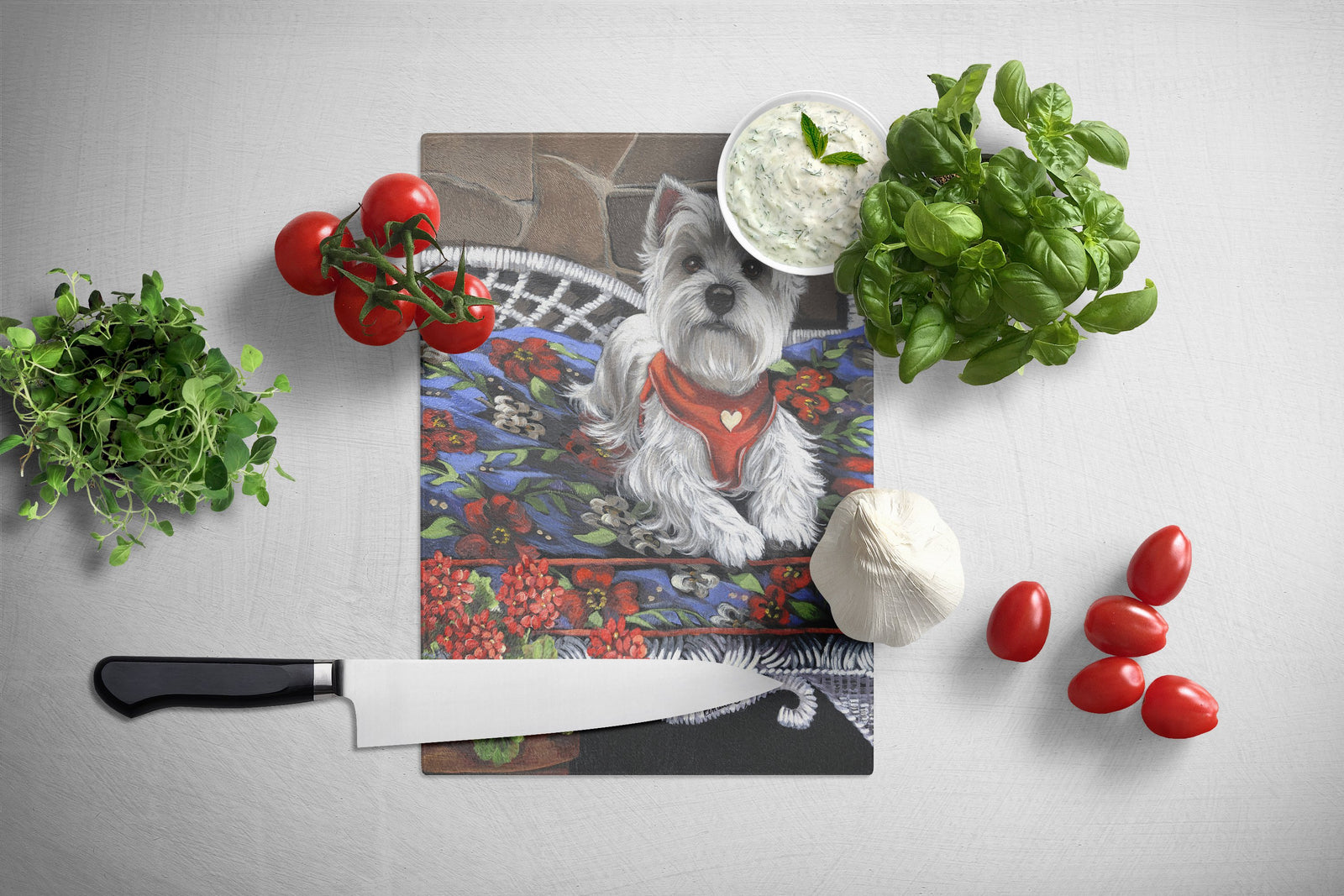 Caroline's Treasures Westie Hannah Mae Glass Cutting Boards – Durable, Decorative Kitchen Art Large PPP3206LCB