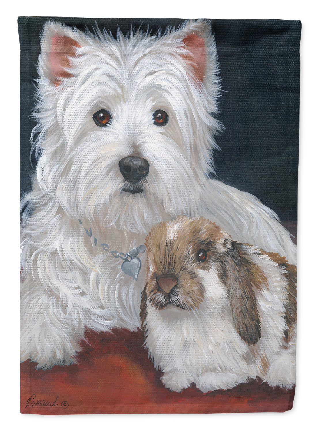 Westie Rabbit Harmony Flag Canvas House Size PPP3207CHF  the-store.com.