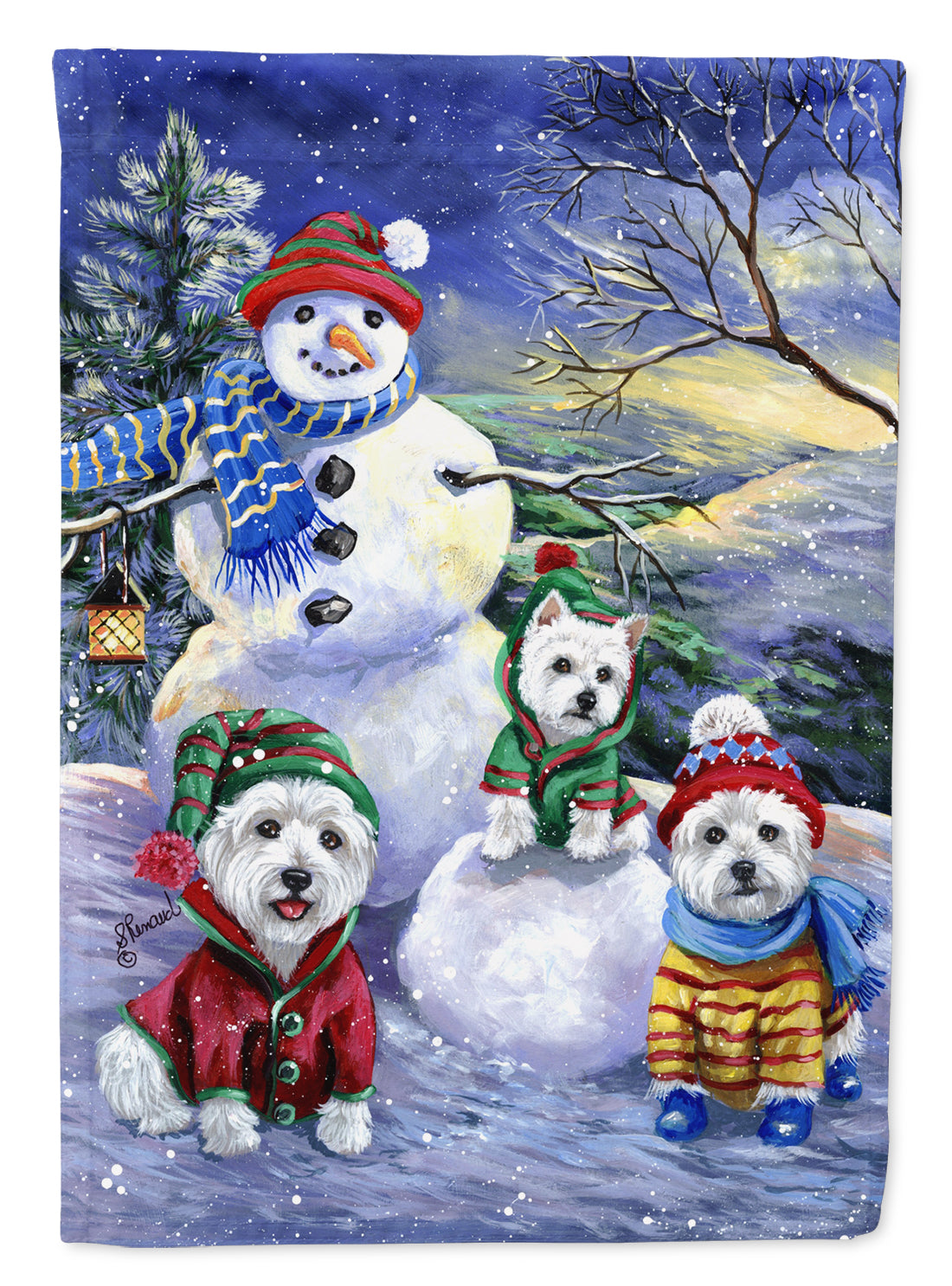 Westie Holiay Snowballs Flag Canvas House Size PPP3208CHF