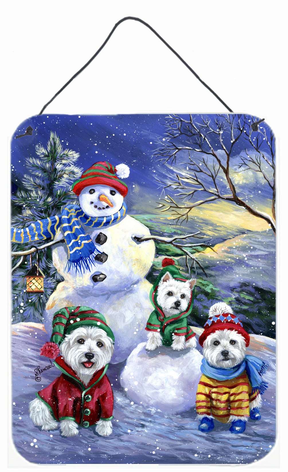 Buy this Westie Holiay Snowballs Wall or Door Hanging Prints PPP3208DS1216