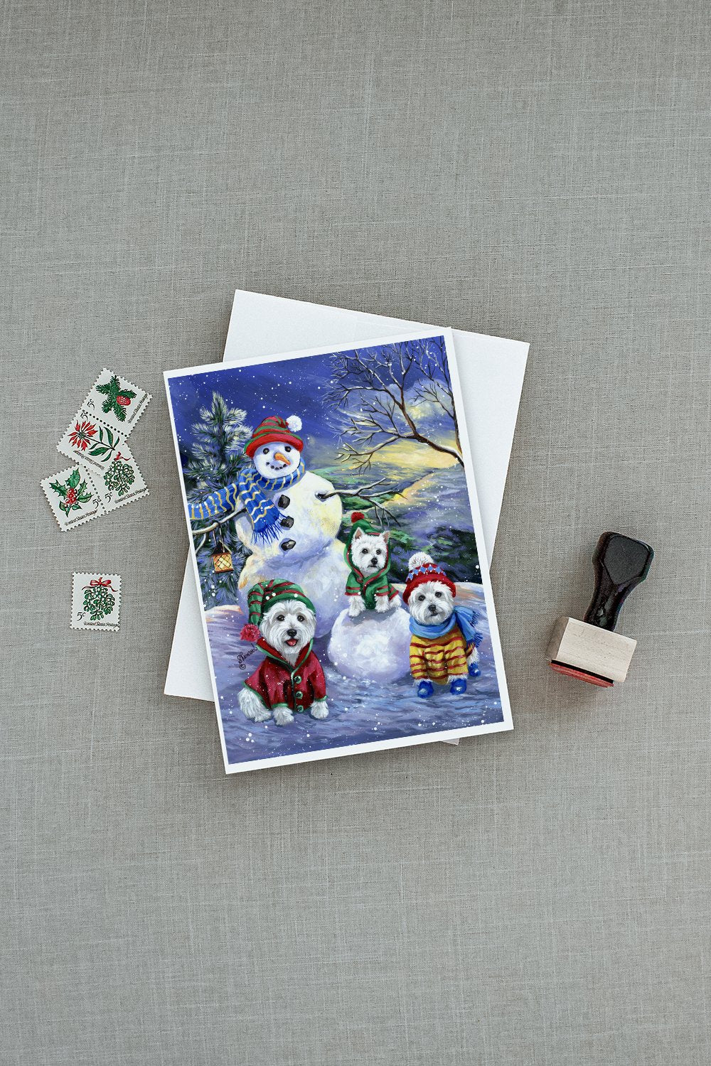 Westie Holiay Snowballs Greeting Cards and Envelopes Pack of 8 - the-store.com