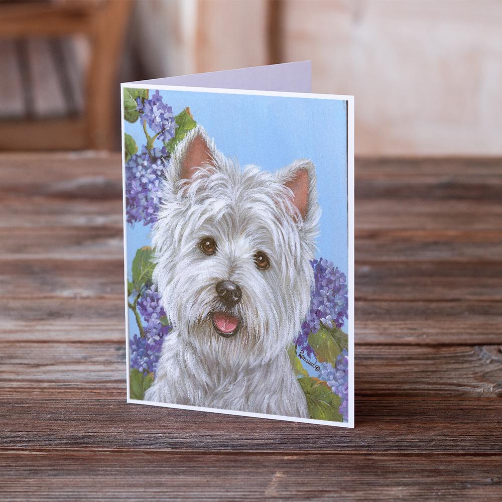 Westie Hydrangea Greeting Cards and Envelopes Pack of 8 - the-store.com
