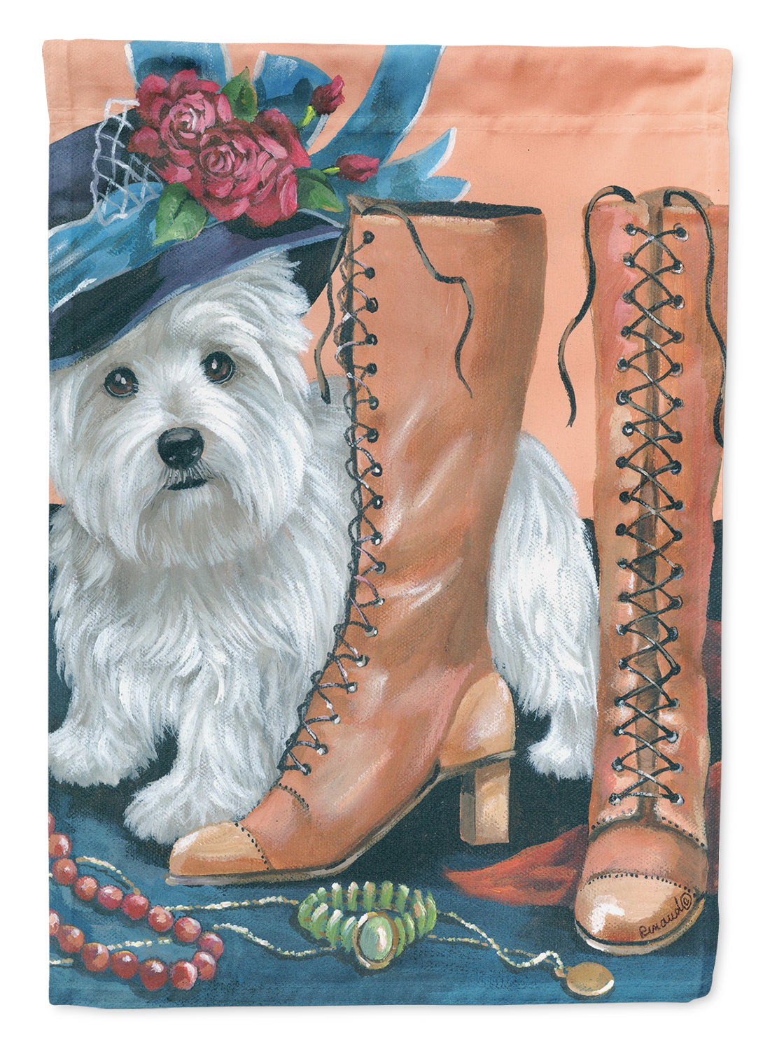 Westie in Mom&#39;s Closet Flag Canvas House Size PPP3211CHF