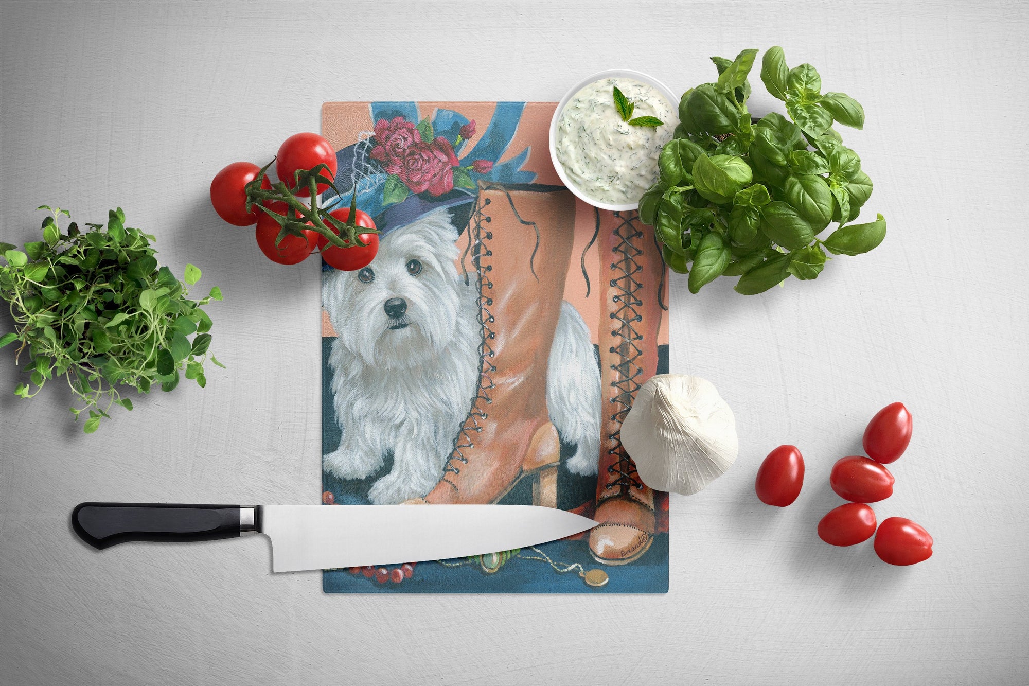 Westie in Mom's Closet Glass Cutting Board Large PPP3211LCB by Caroline's Treasures