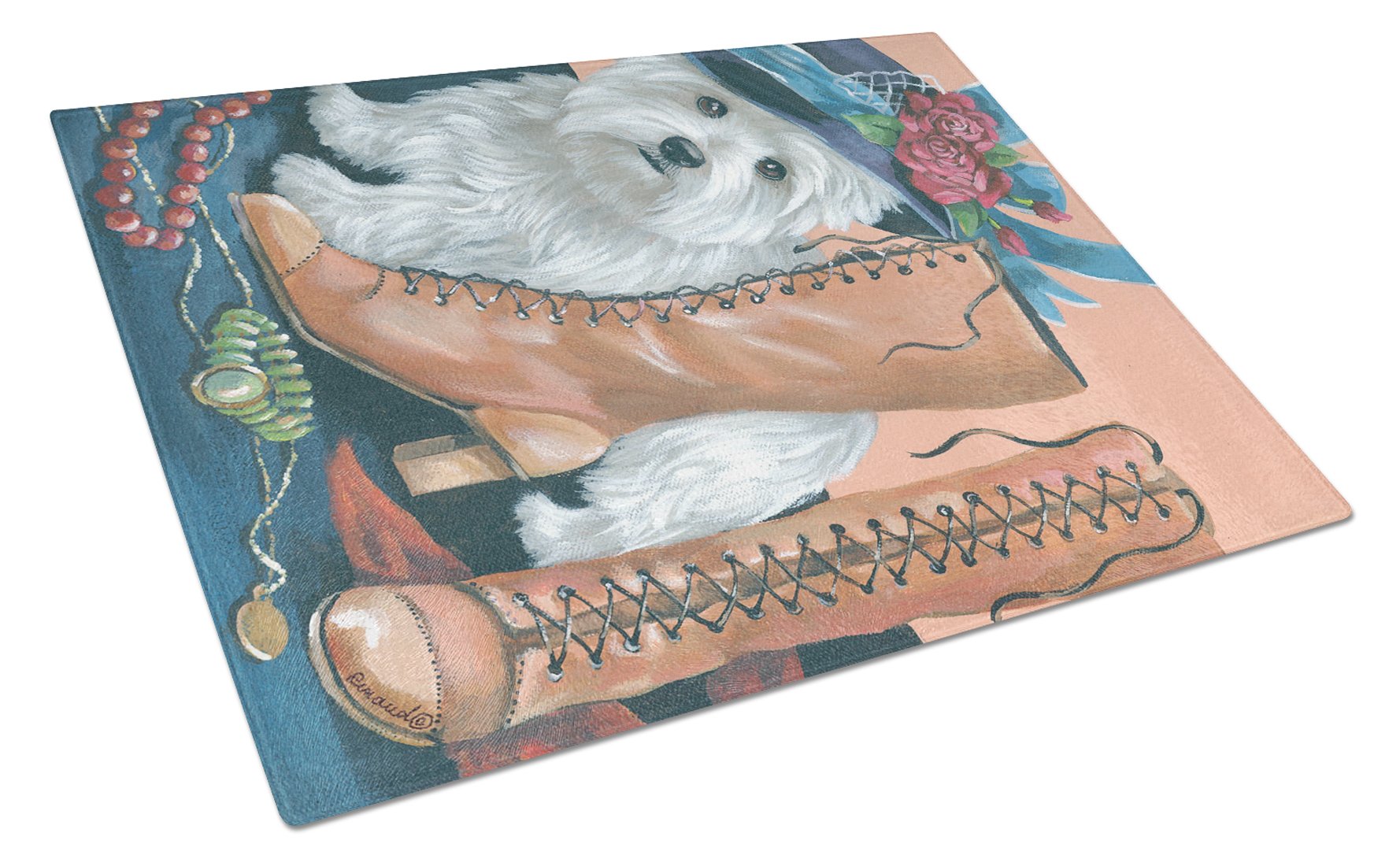 Westie in Mom's Closet Glass Cutting Board Large PPP3211LCB by Caroline's Treasures
