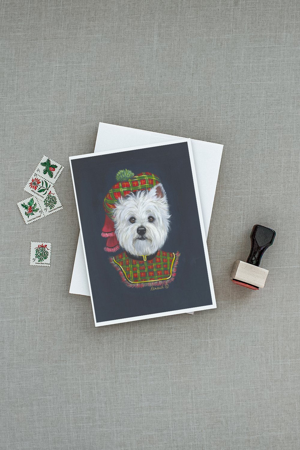 Westie Lad Plaid Greeting Cards and Envelopes Pack of 8 - the-store.com