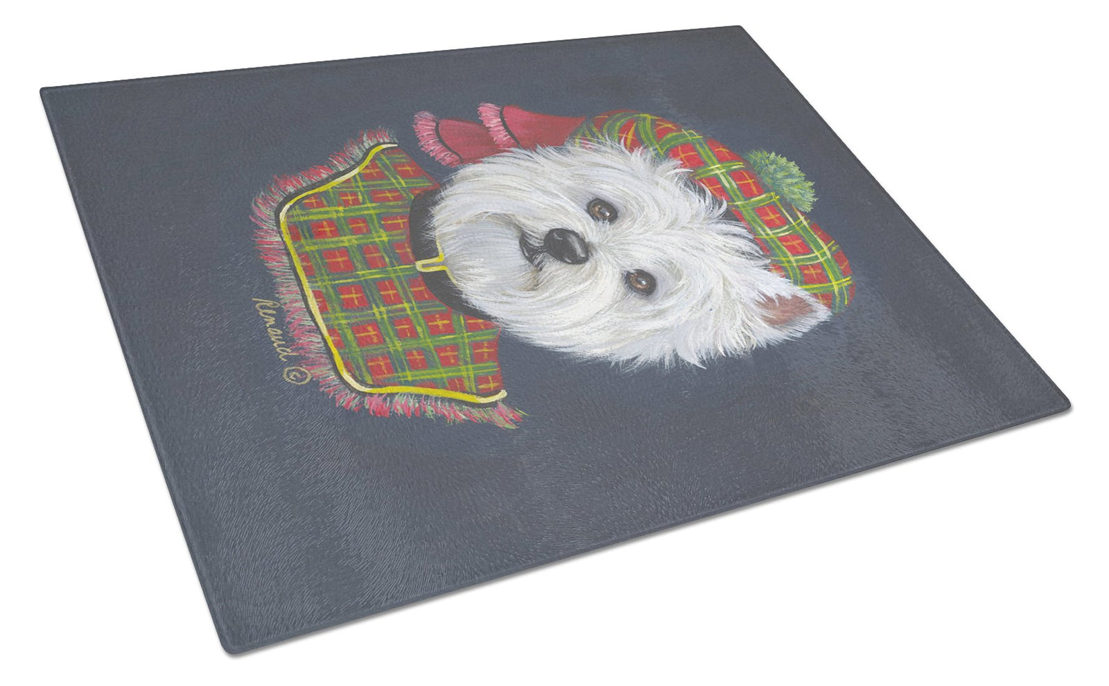 Westie Lad Plaid Glass Cutting Board Large PPP3213LCB by Caroline's Treasures