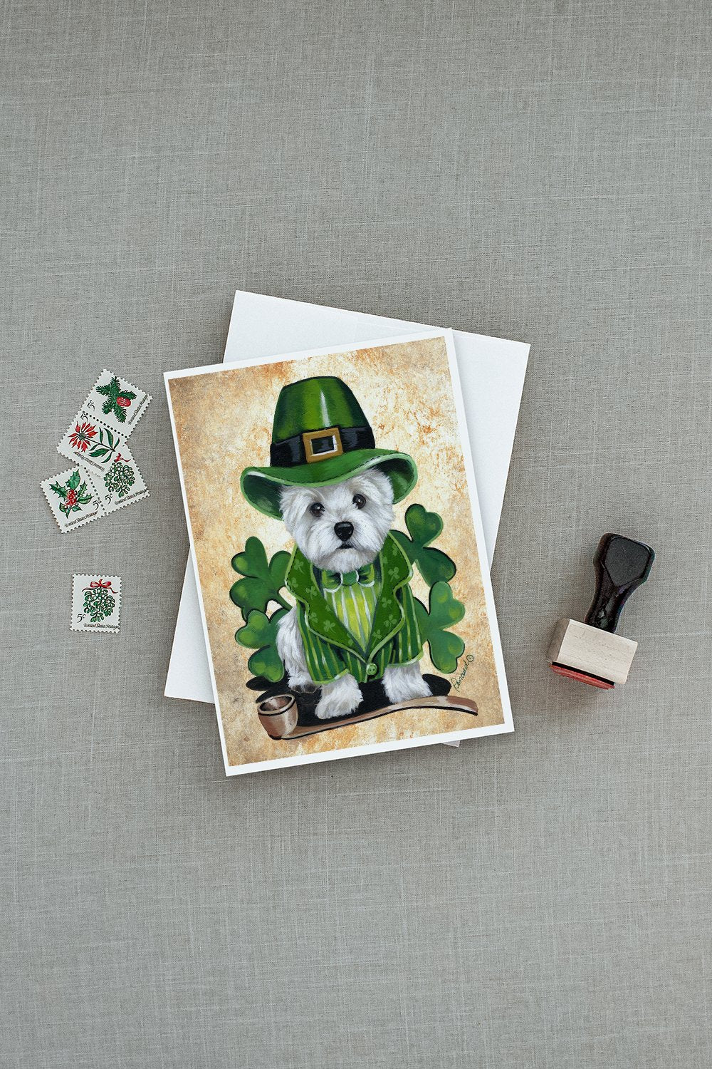 Westie St Patrick's Day Leprechaun Greeting Cards and Envelopes Pack of 8 - the-store.com