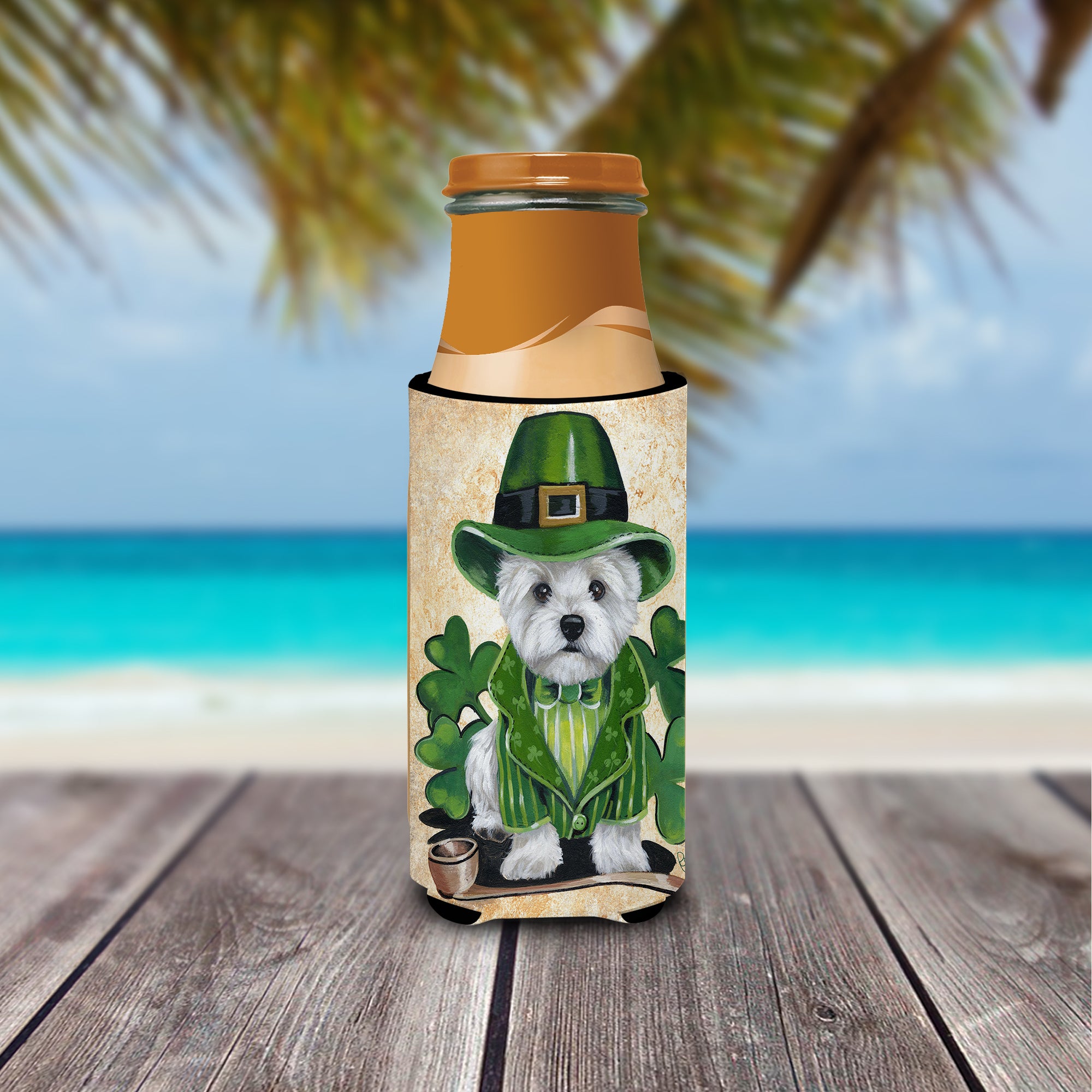 Westie St Patrick's Day Leprechaun Ultra Hugger for slim cans PPP3214MUK  the-store.com.