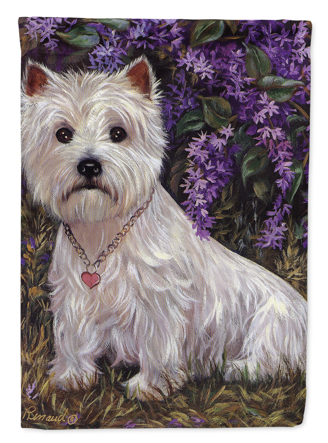 Westie Lily &amp; Lilacs Flag Canvas House Size PPP3216CHF