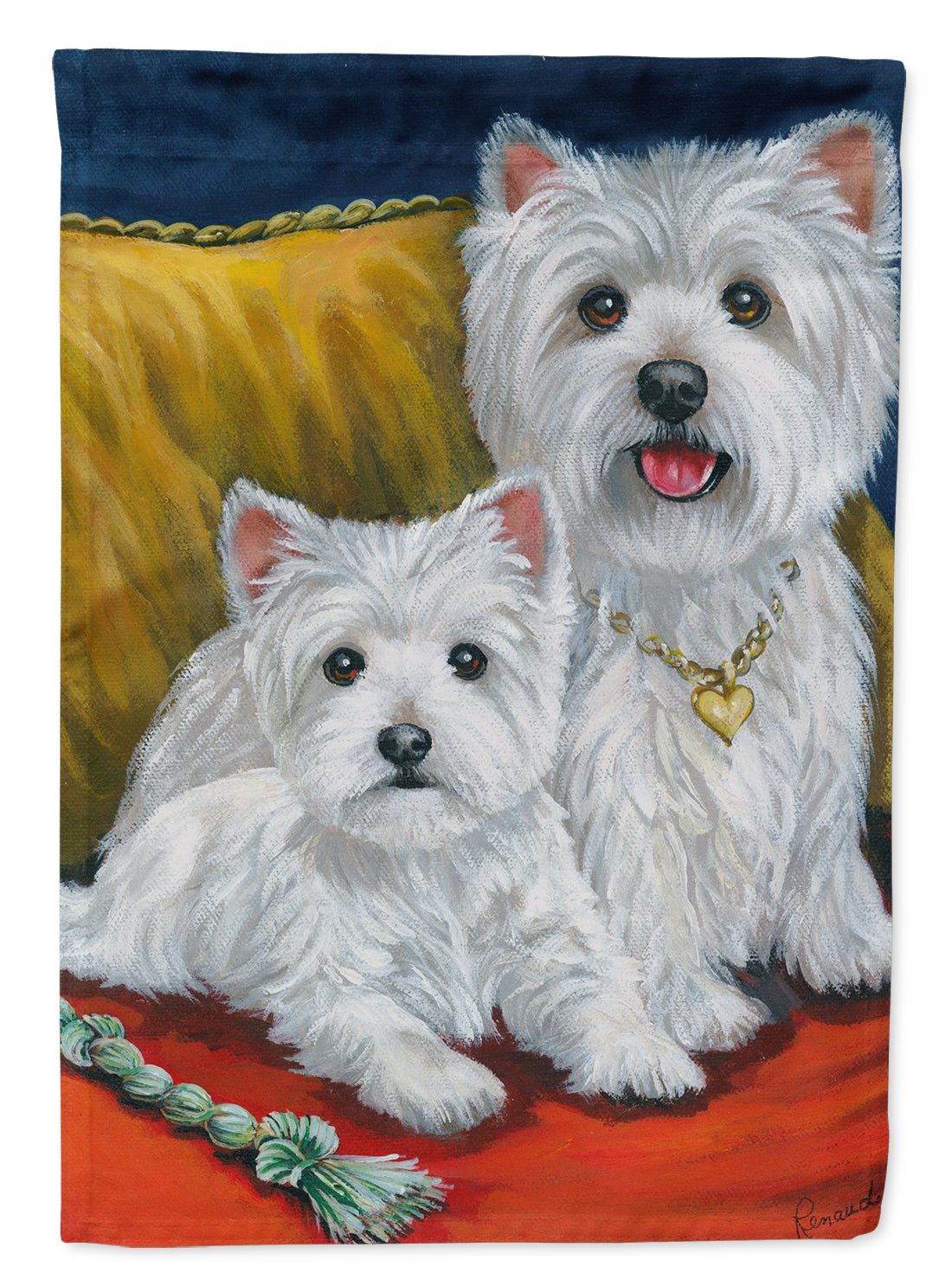 Westie Mom and Pup Flag Canvas House Size PPP3218CHF  the-store.com.