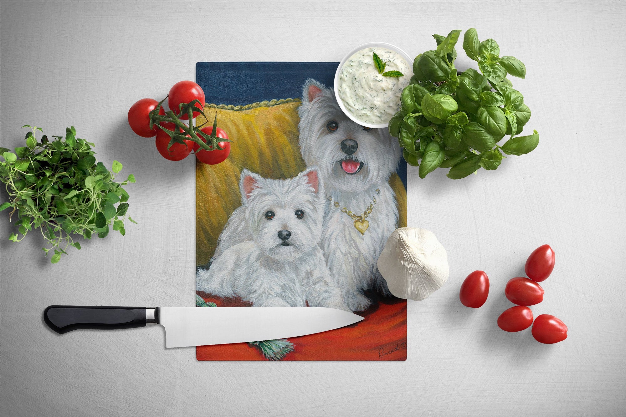Westie Mom and Pup Glass Cutting Board Large PPP3218LCB by Caroline's Treasures