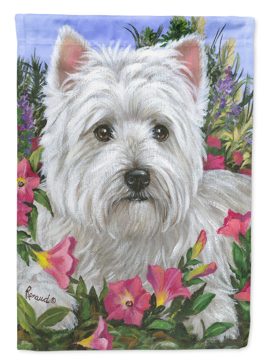 Westie Petunia Flag Canvas House Size PPP3221CHF