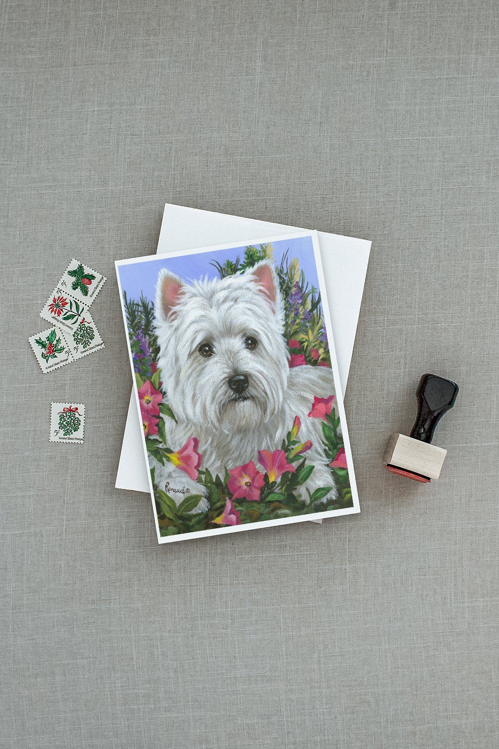 Westie Petunia Greeting Cards and Envelopes Pack of 8 - the-store.com