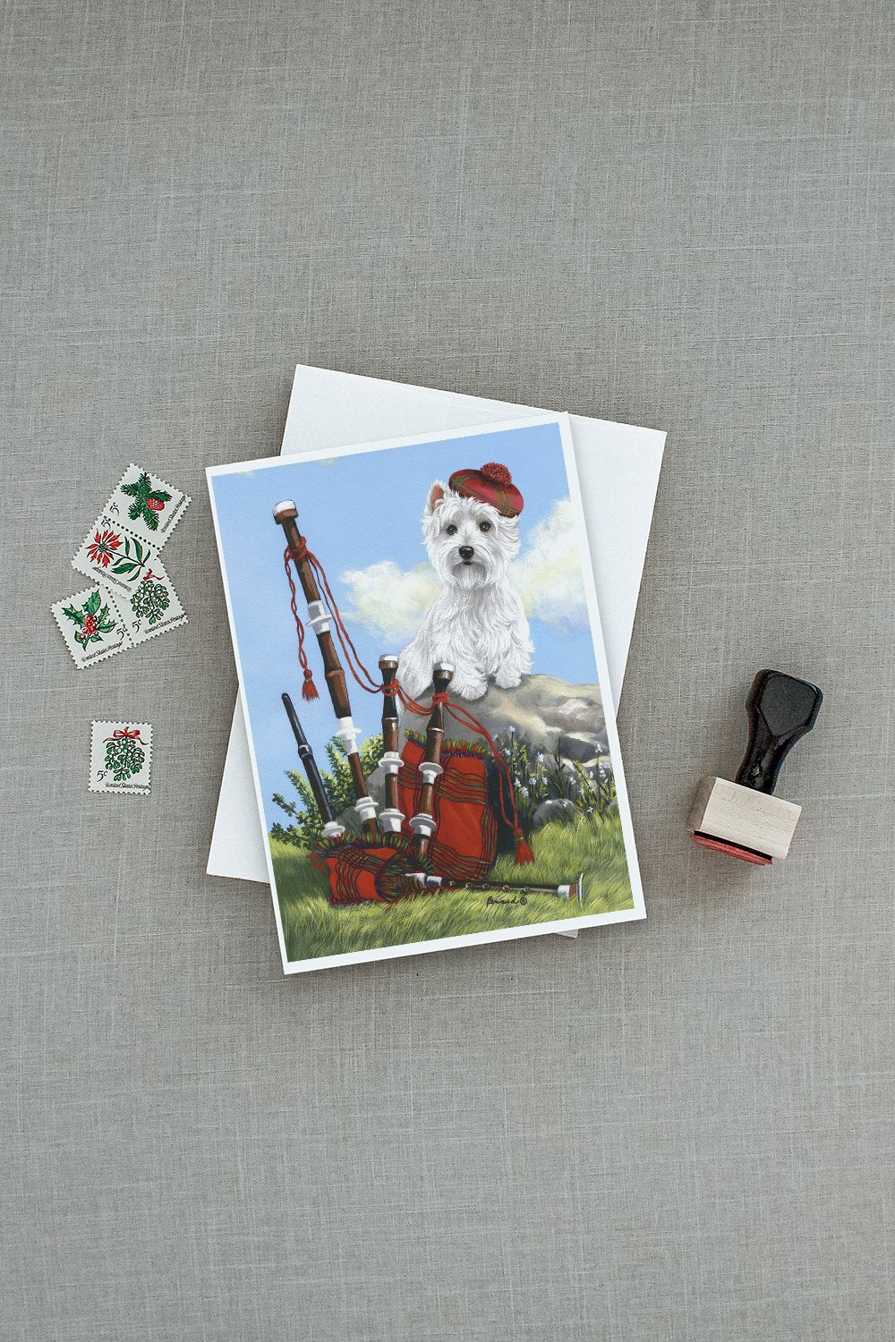 Westie Piper Greeting Cards and Envelopes Pack of 8 - the-store.com