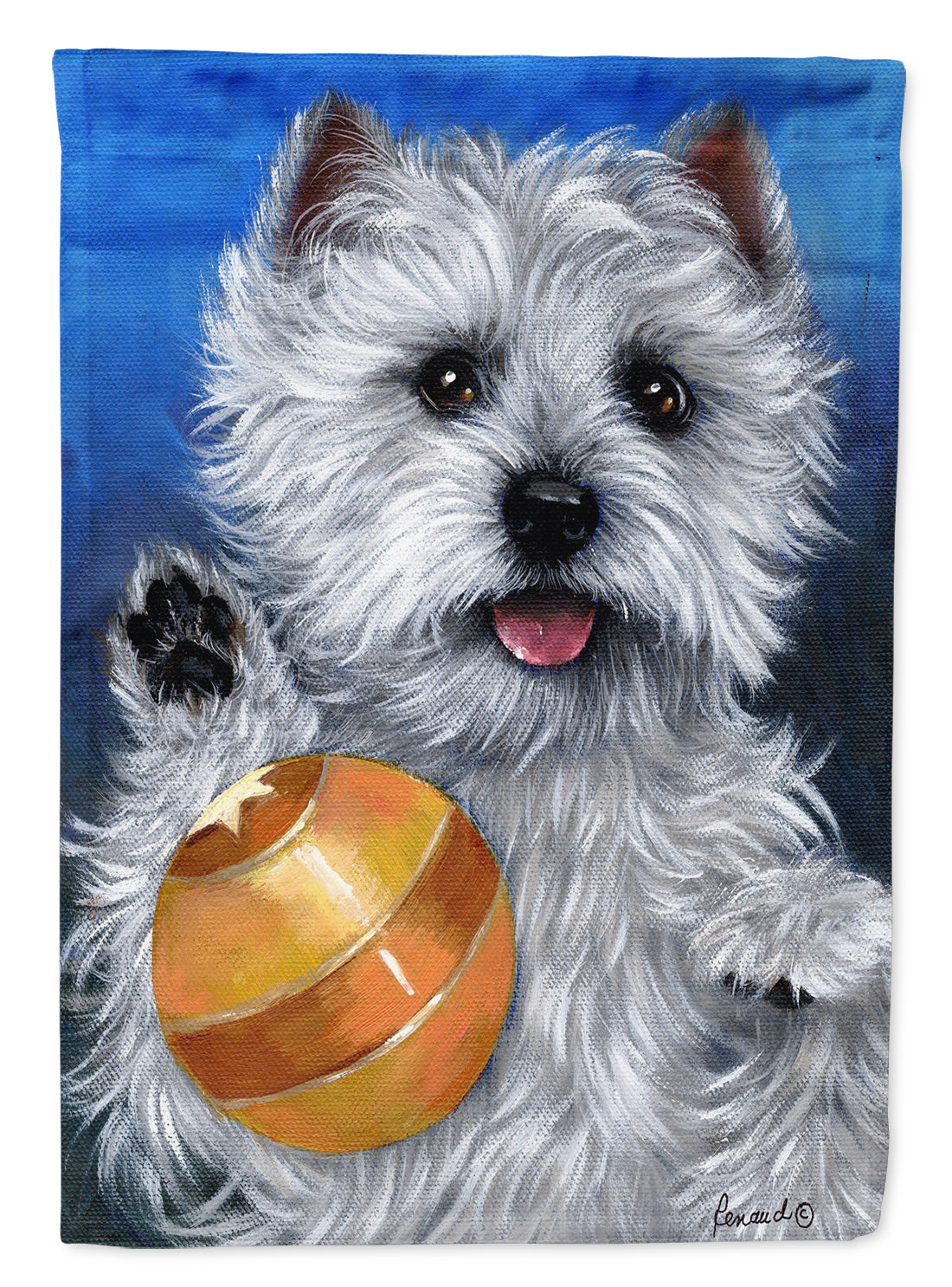 Westie Play Ball Flag Canvas House Size PPP3223CHF  the-store.com.