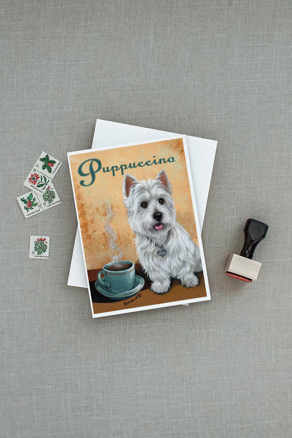 Westie Puppuccino Greeting Cards and Envelopes Pack of 8 - the-store.com