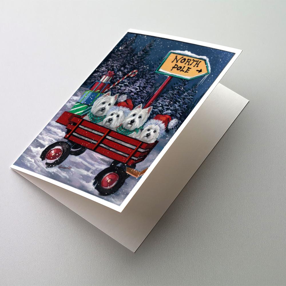 Buy this Westie Christmas Red Wagon Greeting Cards and Envelopes Pack of 8