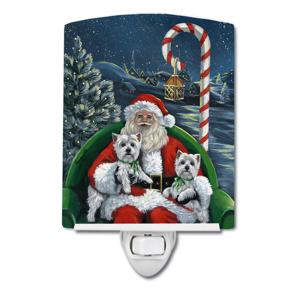 Westie Christmas Santa&#39;s Village Ceramic Night Light PPP3228CNL - the-store.com