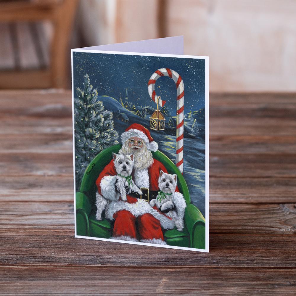 Buy this Westie Christmas Santa's Village Greeting Cards and Envelopes Pack of 8