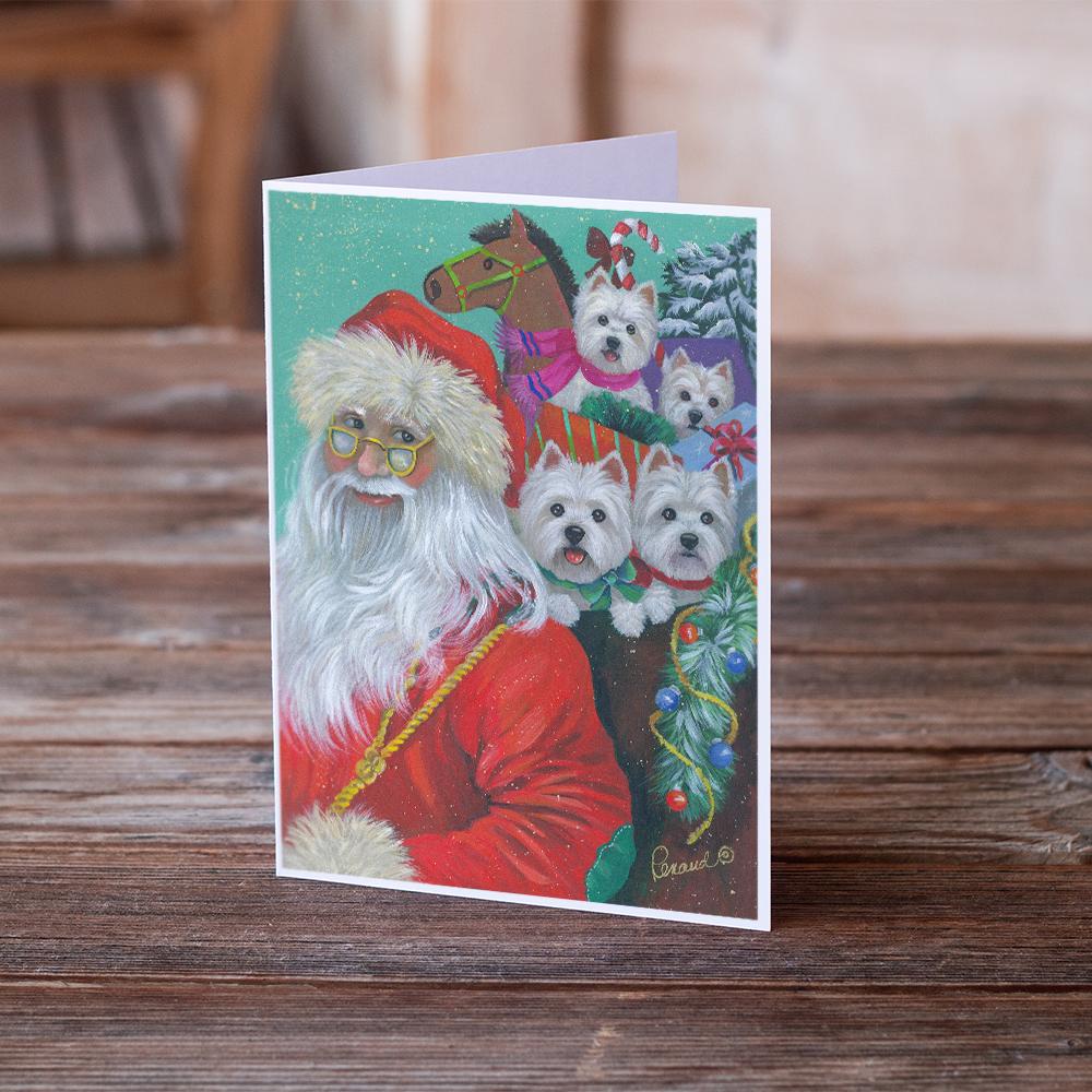 Westie Christmas Santa's Westies Greeting Cards and Envelopes Pack of 8 - the-store.com
