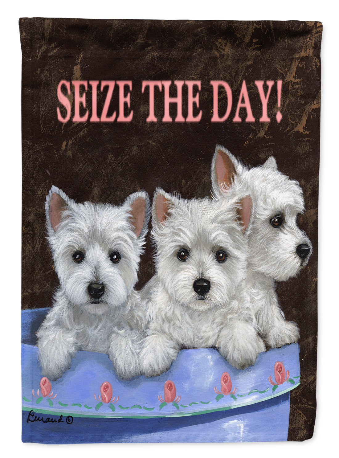 Westie Seize the Day Flag Canvas House Size PPP3232CHF  the-store.com.