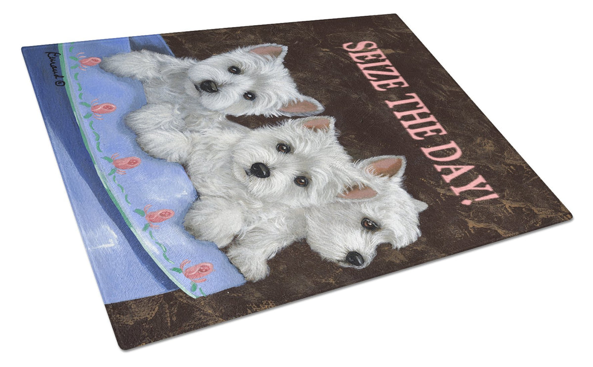 Westie Seize the Day Glass Cutting Board Large PPP3232LCB by Caroline&#39;s Treasures