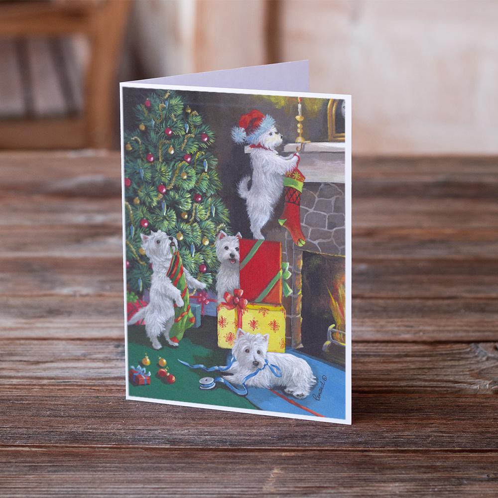 Westie Christmas Decorating Greeting Cards and Envelopes Pack of 8 - the-store.com