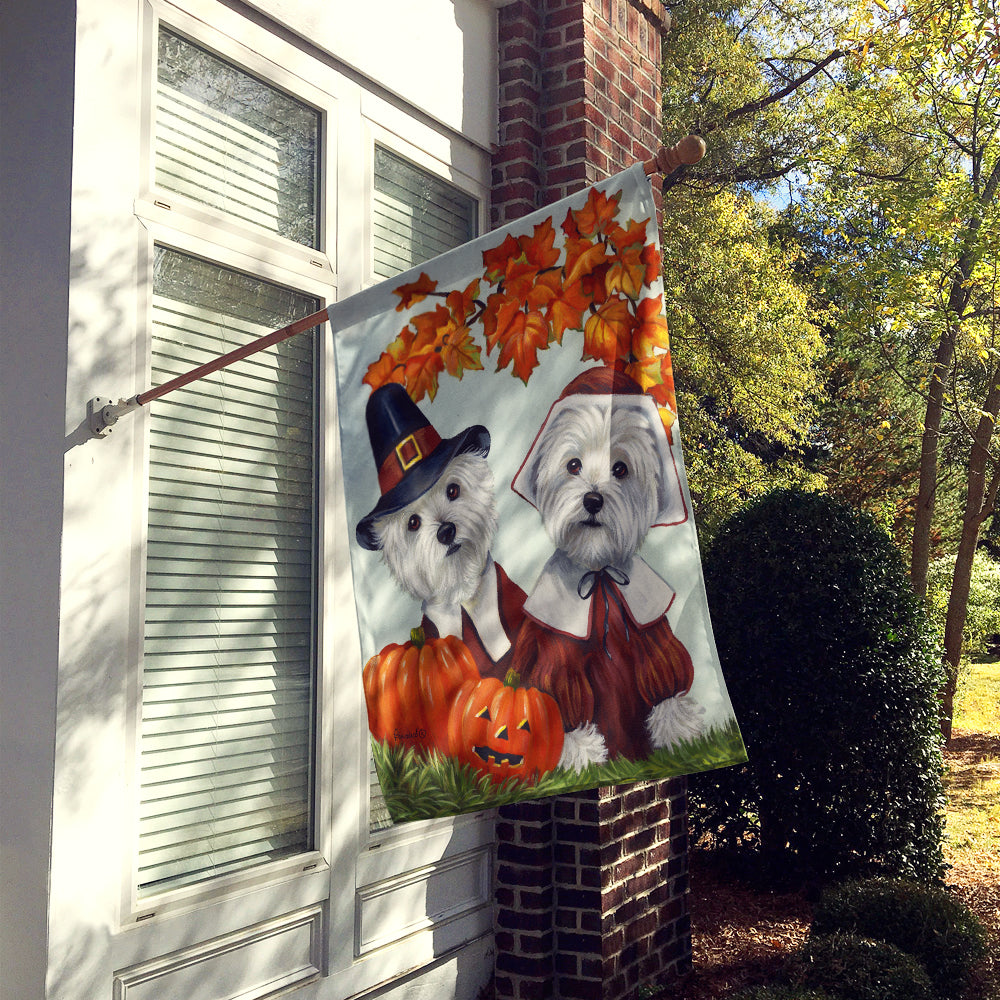 Westie Thanksgiving Pilgrims Flag Canvas House Size PPP3235CHF  the-store.com.