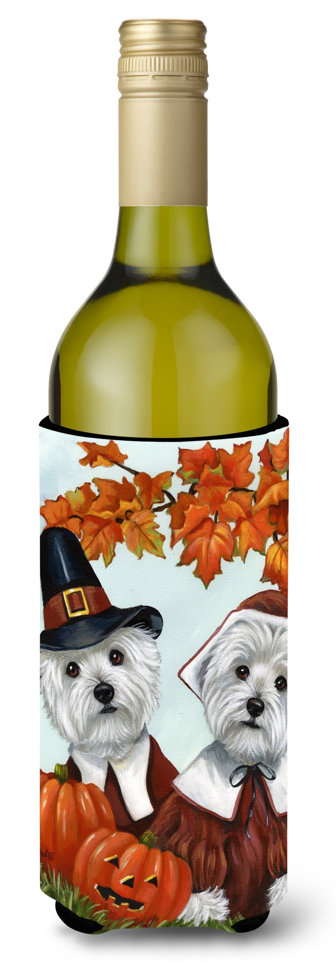 Westie Thanksgiving Pilgrims Wine Bottle Hugger PPP3235LITERK by Caroline&#39;s Treasures