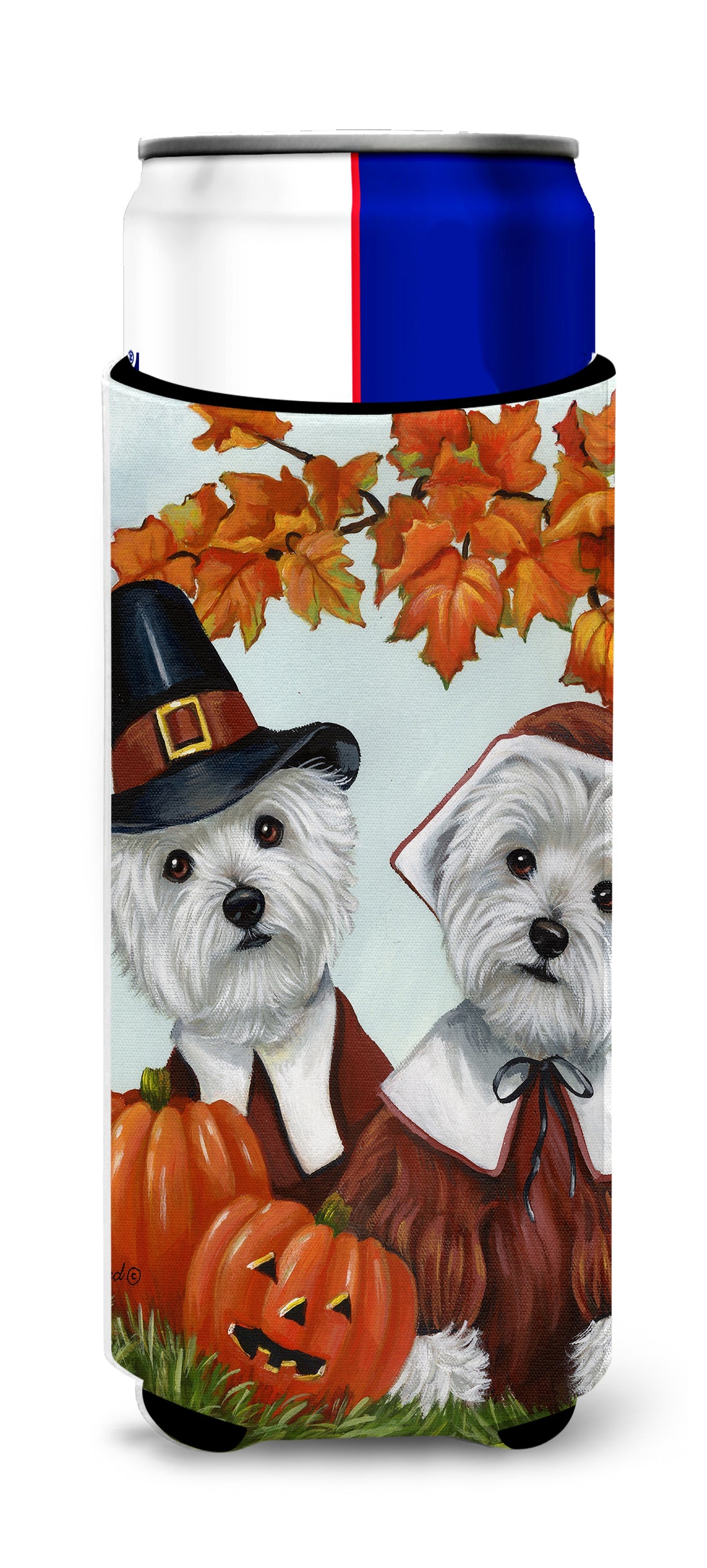 Westie Thanksgiving Pilgrims Ultra Hugger for slim cans PPP3235MUK  the-store.com.