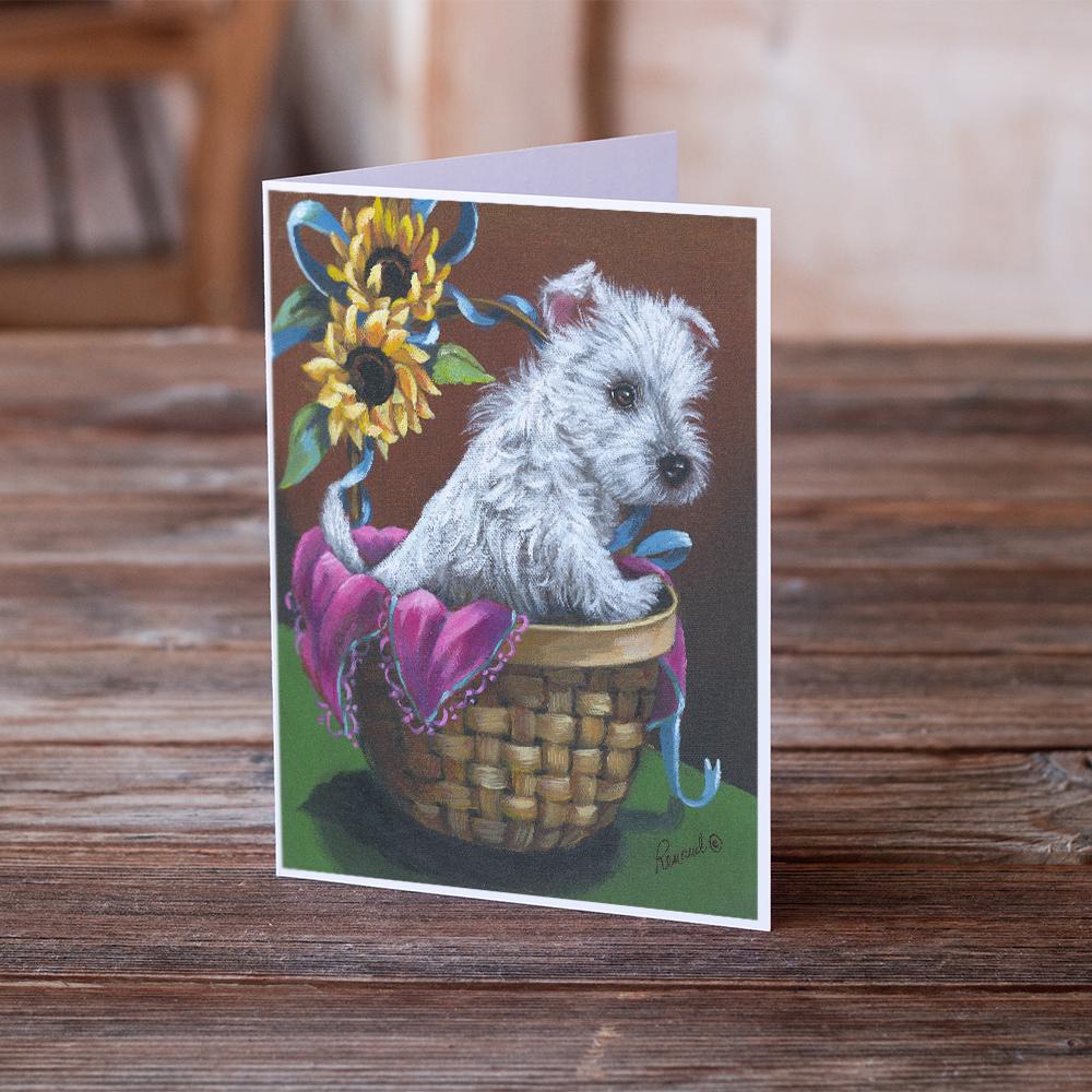Westie Zoe and Sunflowers Greeting Cards and Envelopes Pack of 8 - the-store.com