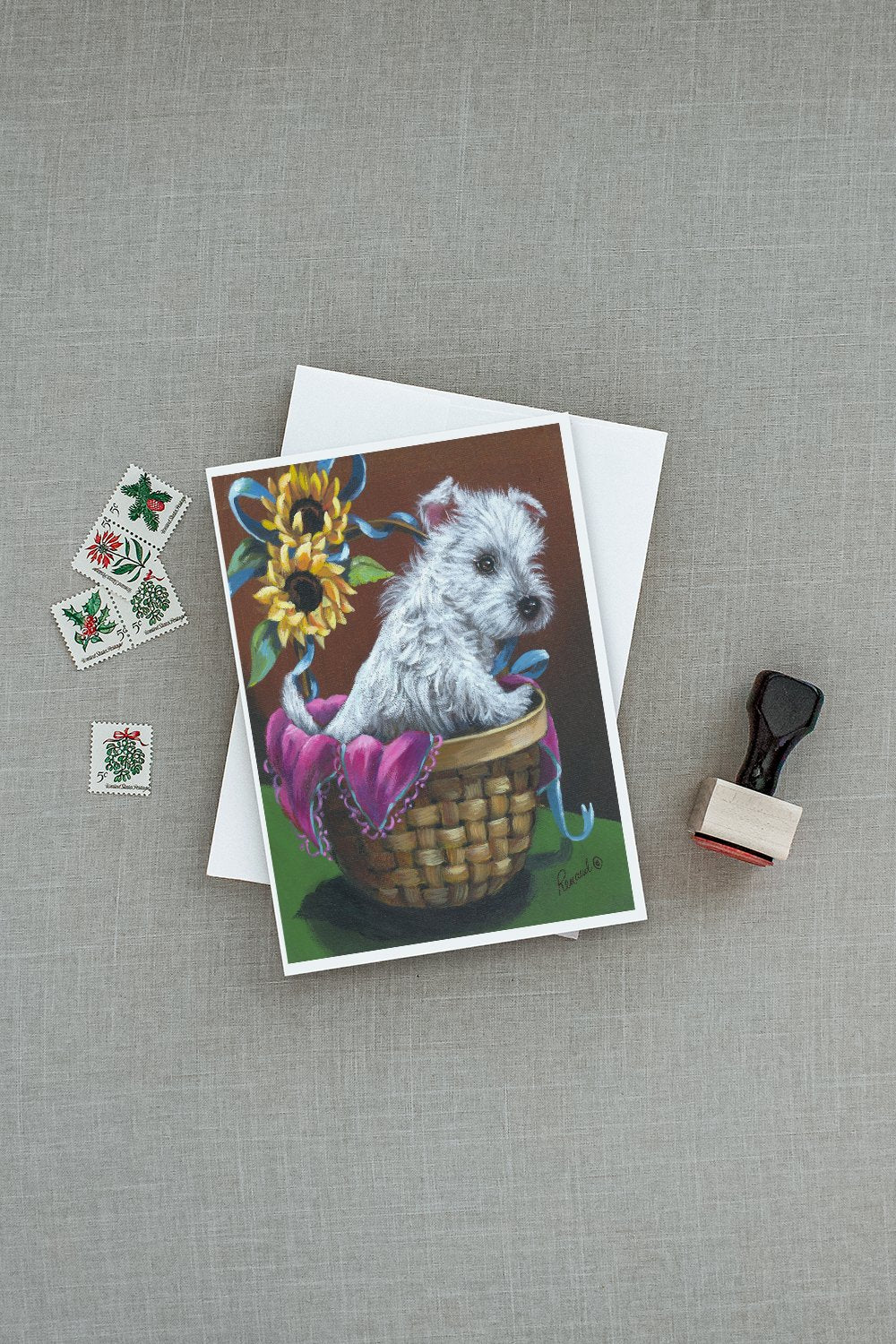 Westie Zoe and Sunflowers Greeting Cards and Envelopes Pack of 8 - the-store.com