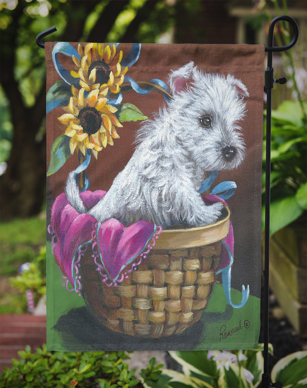 Westie Zoe and Sunflowers Flag Garden Size PPP3236GF  the-store.com.