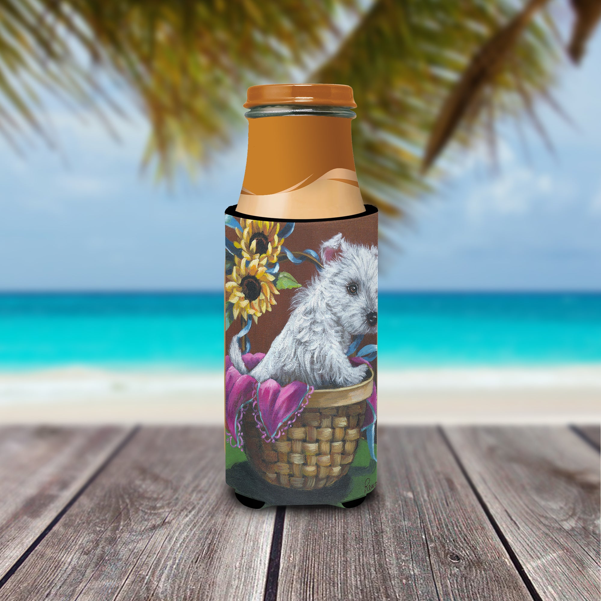 Westie Zoe and Sunflowers Ultra Hugger for slim cans PPP3236MUK  the-store.com.