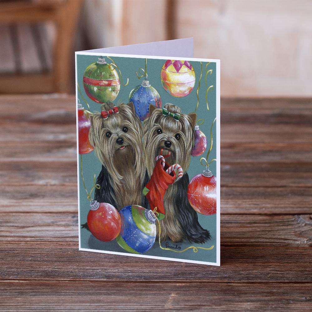 Yorkie Christmas All that Glitters Greeting Cards and Envelopes Pack of 8 - the-store.com
