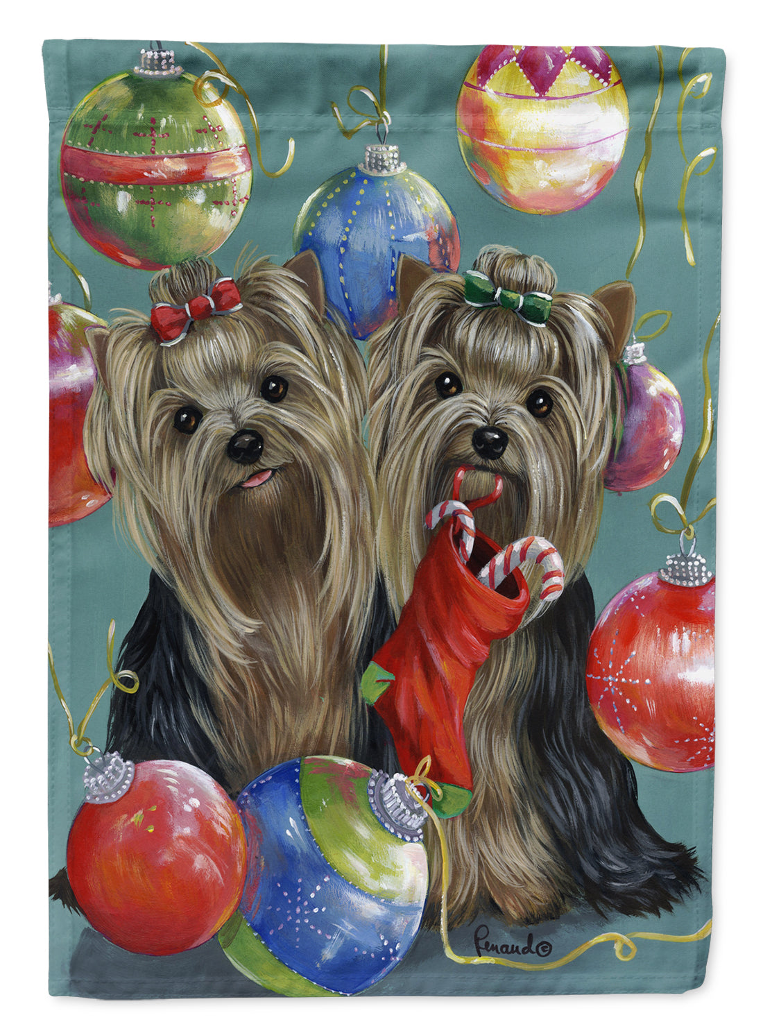 Yorkie Christmas All that Glitters Flag Garden Size PPP3239GF  the-store.com.