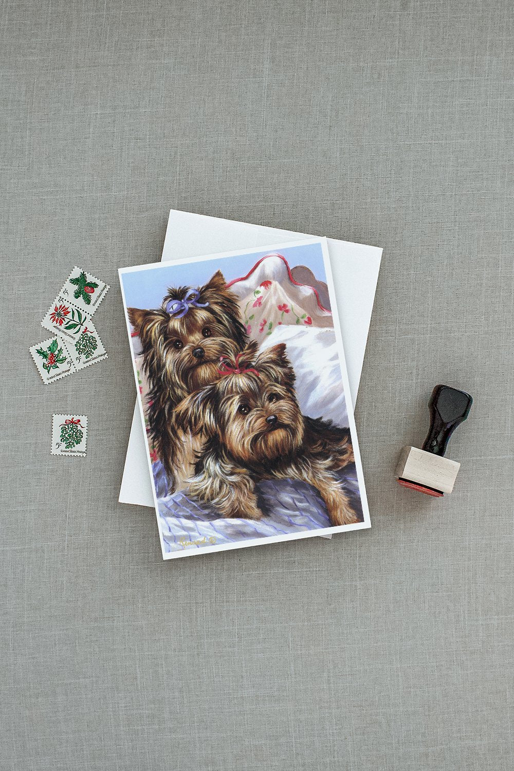 Yorkie Bed Bugs Greeting Cards and Envelopes Pack of 8 - the-store.com
