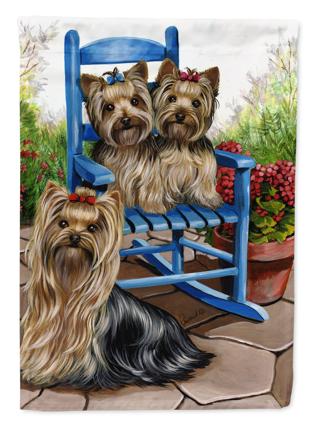 Yorkie Patio Sweethearts Flag Canvas House Size PPP3242CHF