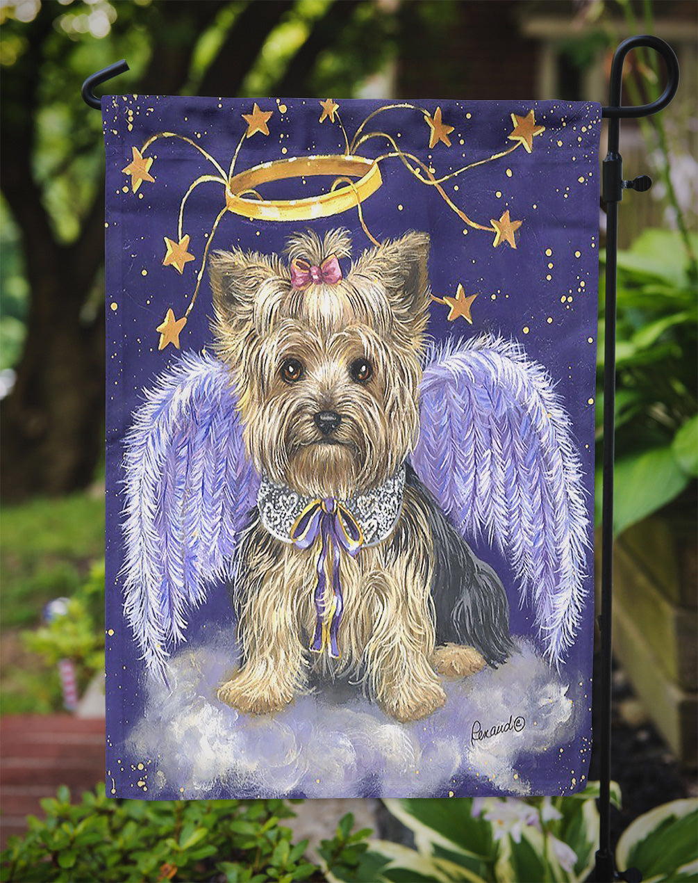 Yorkie Christmas Angel Flag Garden Size PPP3243GF  the-store.com.