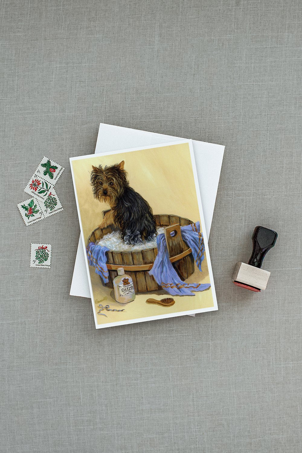 Yorkie Bath Time Greeting Cards and Envelopes Pack of 8 - the-store.com