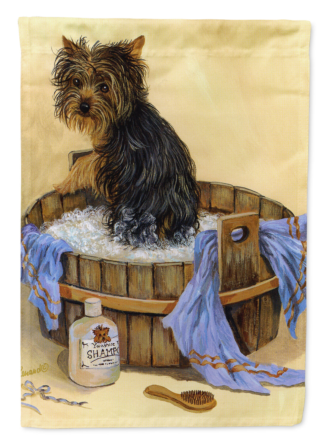 Yorkie Bath Time Flag Garden Size PPP3244GF  the-store.com.