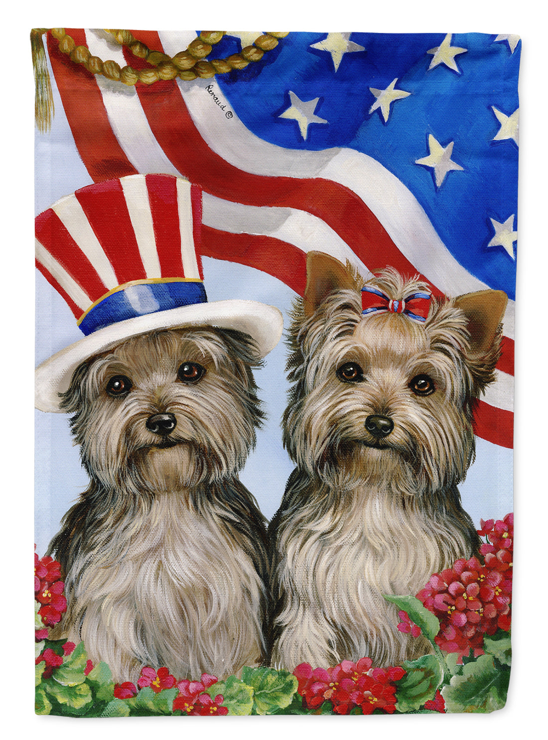 Yorkie USA Flag Canvas House Size PPP3245CHF  the-store.com.