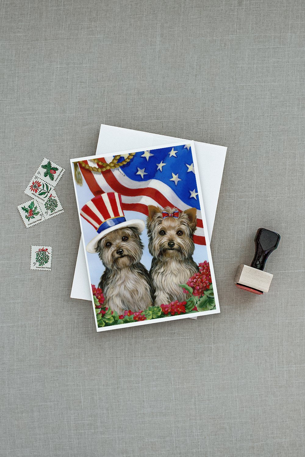 Yorkie USA Greeting Cards and Envelopes Pack of 8 - the-store.com