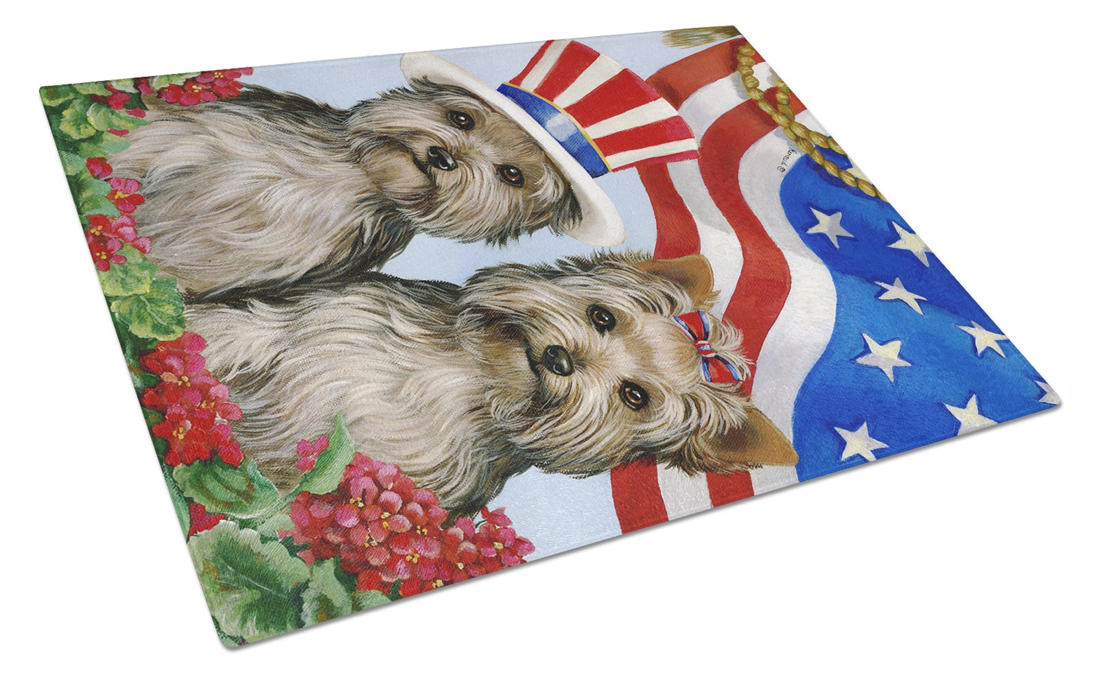 Yorkie USA Glass Cutting Board Large PPP3245LCB by Caroline's Treasures
